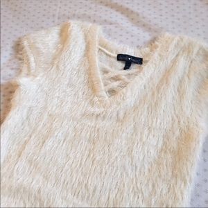 Urban Outfitters Tops - Derek White Fuzzy Criss Cross Neck Top Urban Outfitters Tops - Derek White Fuzzy Criss Cross Neck Top